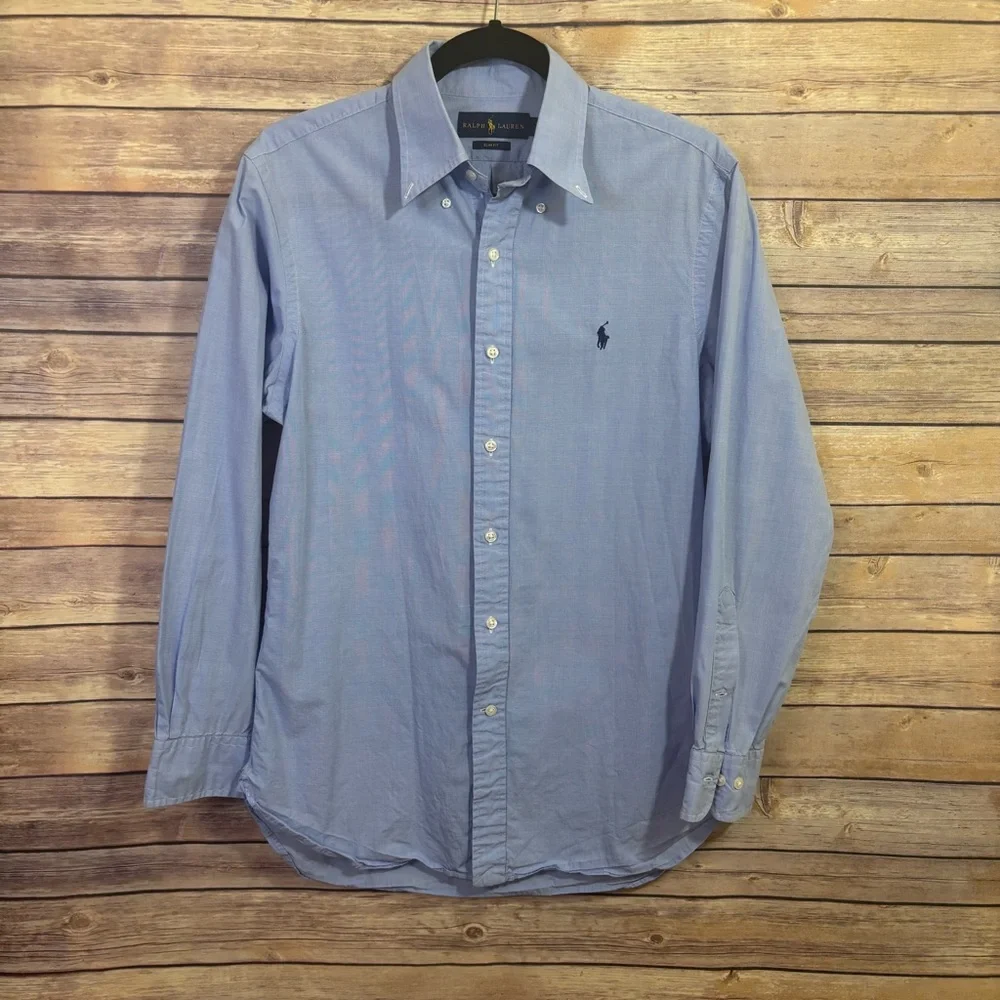 Polo Ralph Lauren Plaid Blue Dress Shirt 15 1/2     32/33